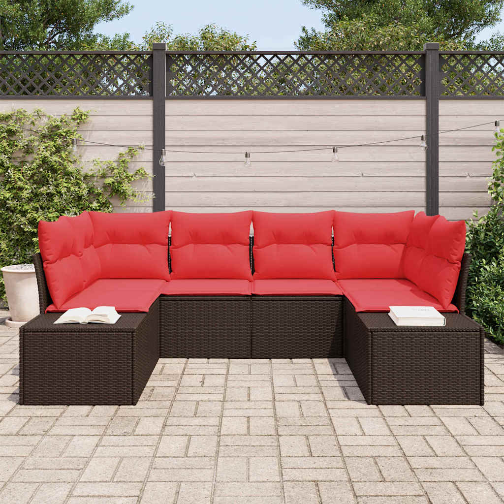 Set Divano da Giardino con cuscino 6 pcs Marrone polyrattan | homemem39