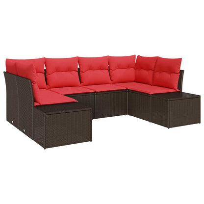 Set Divano da Giardino con cuscino 6 pcs Marrone polyrattan | homemem39