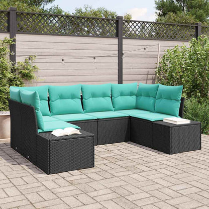 Set Divano da Giardino 6 pz Nero polyrattan