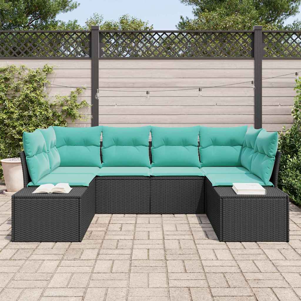 Set Divano da Giardino 6 pz Nero polyrattan | homemem39