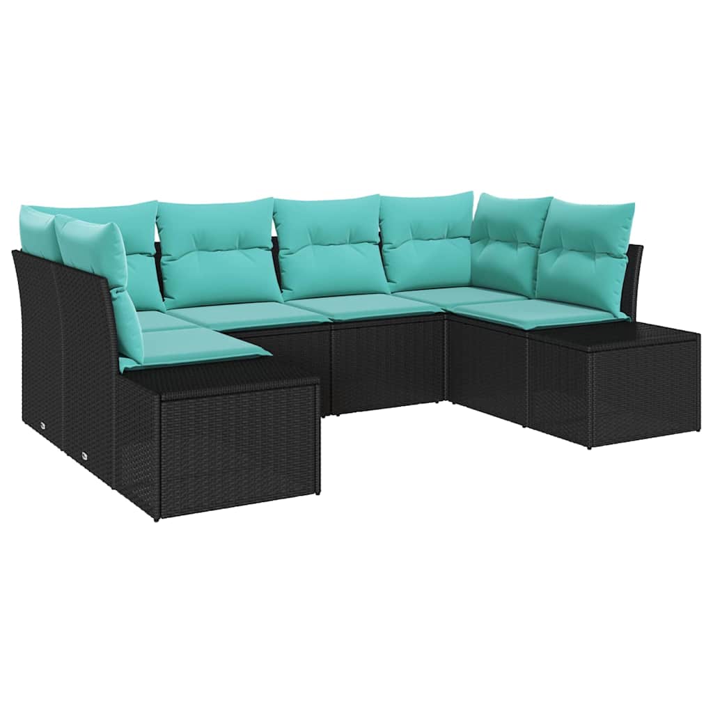Set Divano da Giardino 6 pz Nero polyrattan | homemem39