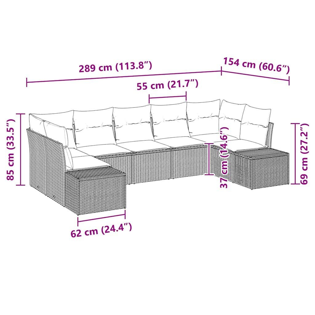 Set Divano da Giardino con cuscino 7 pcs Marrone polyrattan | homemem39