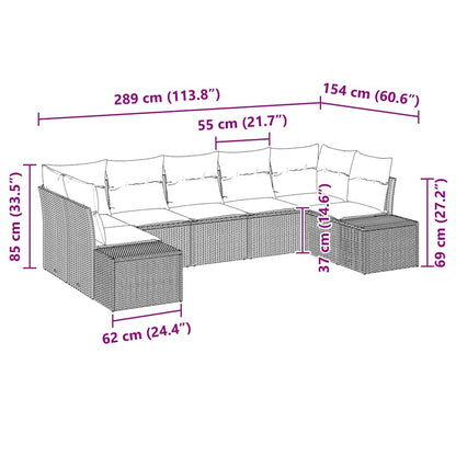Set Divano da Giardino con cuscino 7 pcs Nero polyrattan | homemem39