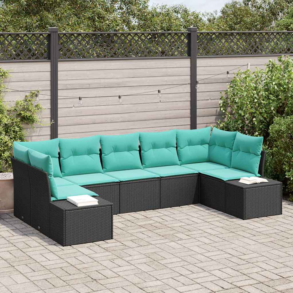 Set Divano da Giardino 7 pz Nero polyrattan | homemem39