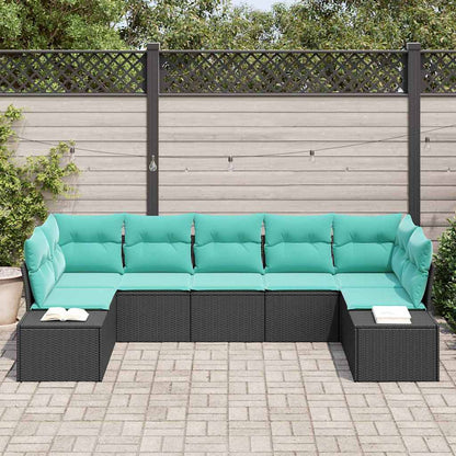 Set Divano da Giardino 7 pz Nero polyrattan | homemem39