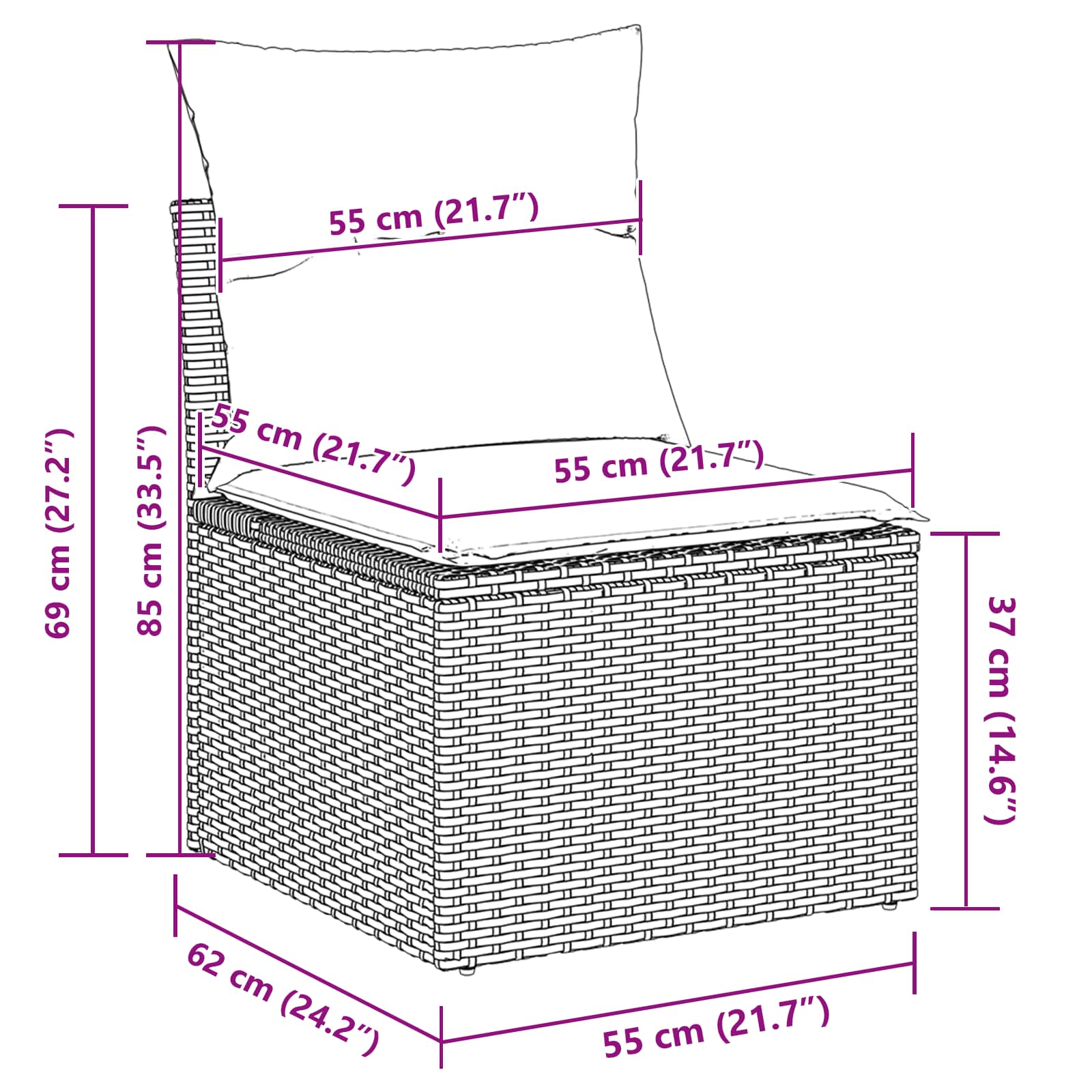 Set Divano da Giardino 7 pz Nero polyrattan | homemem39