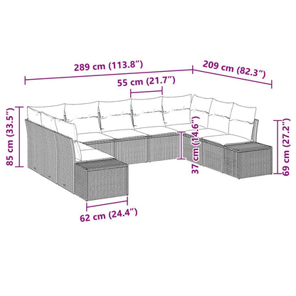 Set Divano da Giardino con cuscino 9 pcs Marrone polyrattan | homemem39