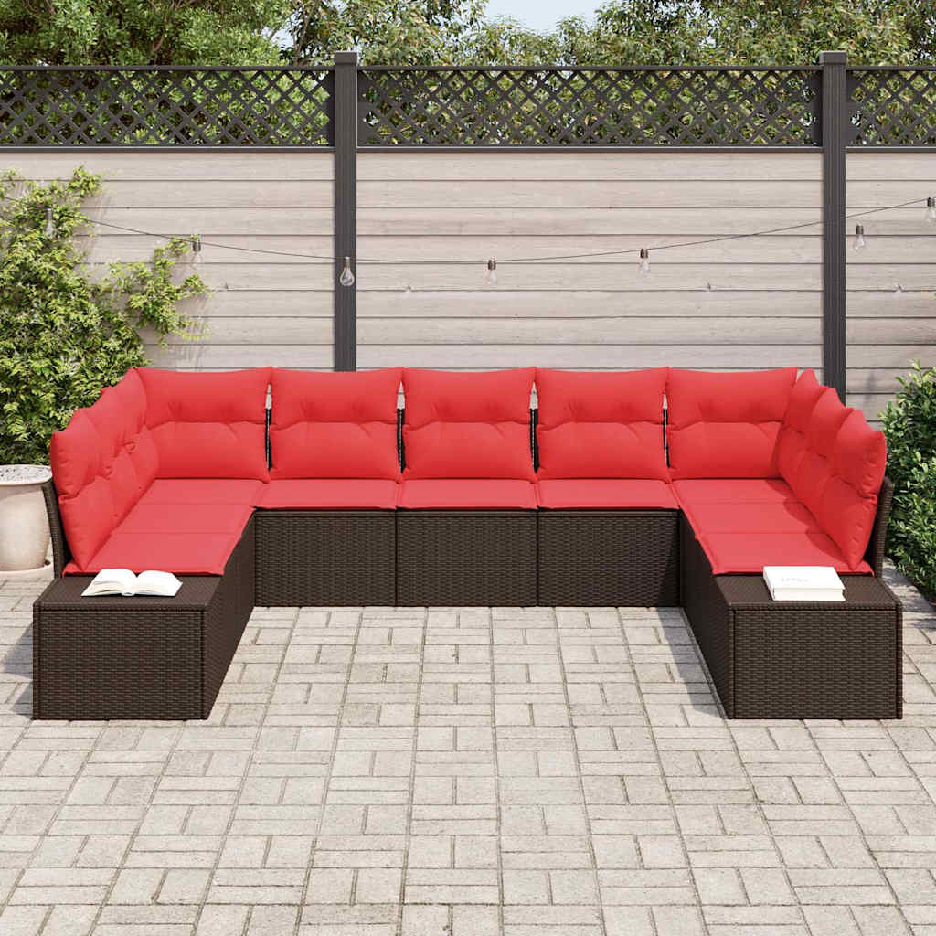Set Divano da Giardino con cuscino 9 pcs Marrone polyrattan | homemem39
