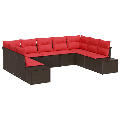 Set Divano da Giardino con cuscino 9 pcs Marrone polyrattan | homemem39