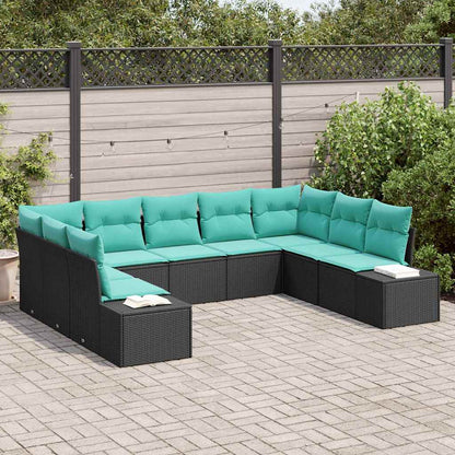 Set Divano da Giardino 9 pz Nero polyrattan | homemem39