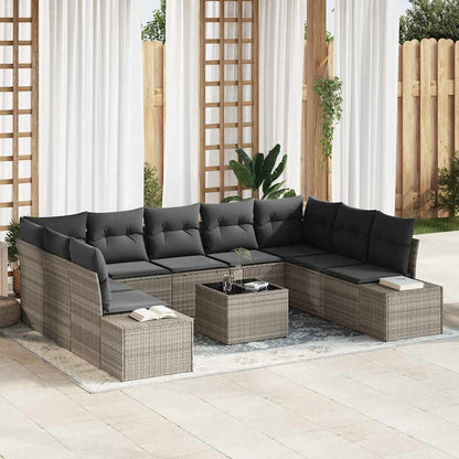 Set Divano da Giardino 10 pcs Grigio chiaro polyrattan | homemem39