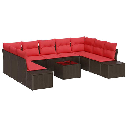 Set Divano da Giardino con cuscino 10 pcs Marrone polyrattan | homemem39