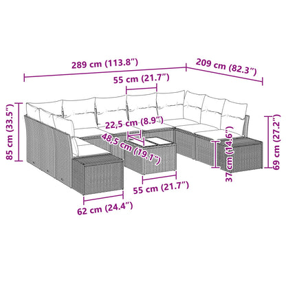 Set Divano da Giardino 10 pz Nero polyrattan | homemem39