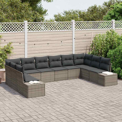 Set Divano da Giardino con cuscino 10 pcs Grigio polyrattan | homemem39