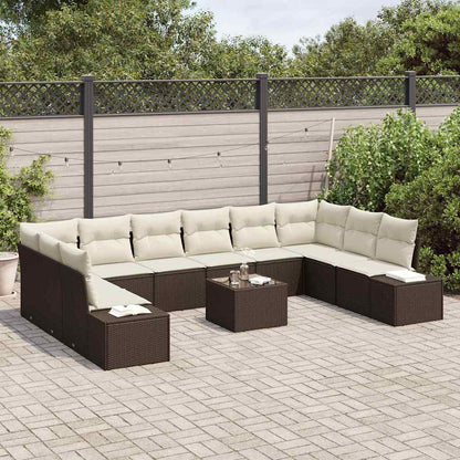 Set Divano da Giardino con cuscino 11 pcs Marrone polyrattan | homemem39