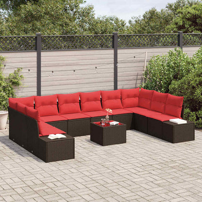 Set Divano da Giardino con cuscino 11 pcs Marrone polyrattan | homemem39