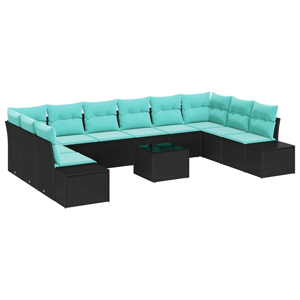 Set Divano da Giardino 11 pz Nero polyrattan | homemem39