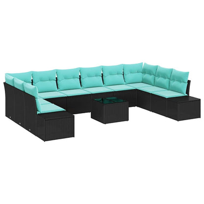 Set Divano da Giardino 11 pz Nero polyrattan | homemem39