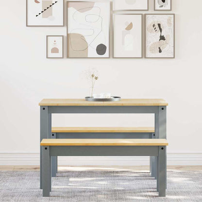 Set da Pranzo 3 pz Panama Grigio in Legno Massello di Pino - homemem39