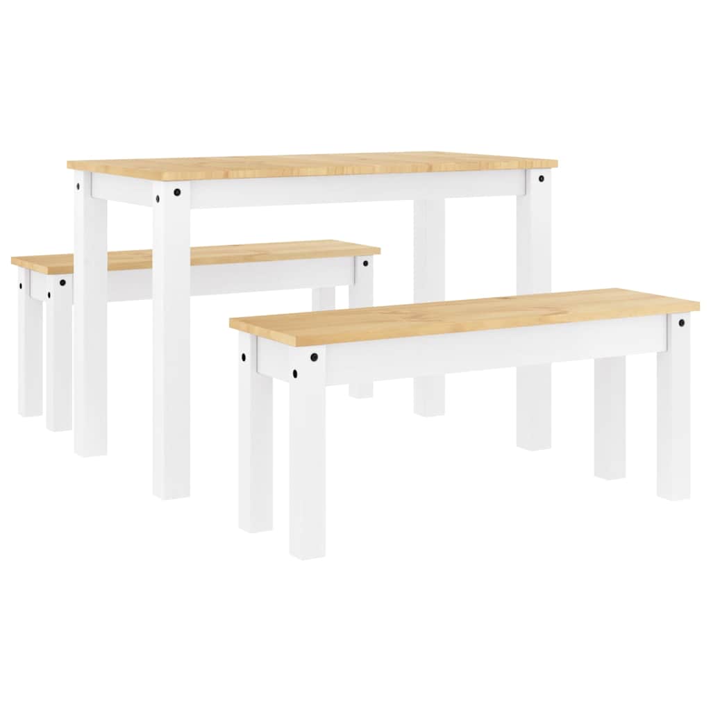 Set da Pranzo 3 pz PANAMA Bianco in Legno Massello di Pino | homemem39