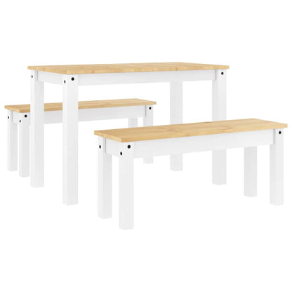 Set da Pranzo 3 pz PANAMA Bianco in Legno Massello di Pino | homemem39