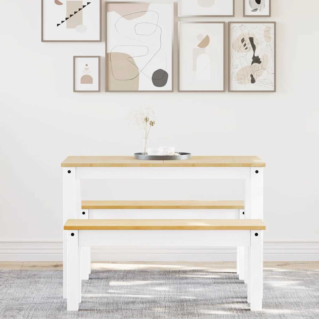 Set da Pranzo 3 pz PANAMA Bianco in Legno Massello di Pino | homemem39
