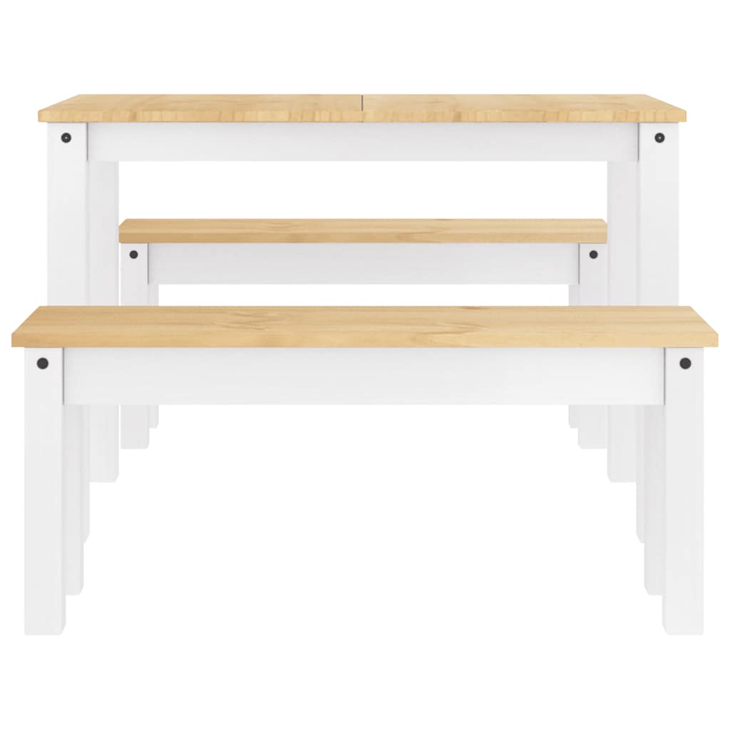 Set da Pranzo 3 pz PANAMA Bianco in Legno Massello di Pino | homemem39