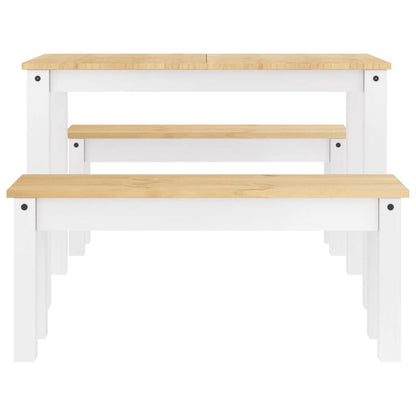 Set da Pranzo 3 pz PANAMA Bianco in Legno Massello di Pino | homemem39