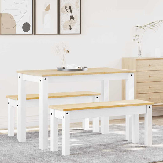 Set da Pranzo 3 pz PANAMA Bianco in Legno Massello di Pino | homemem39