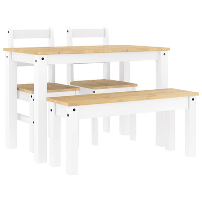 Set da Pranzo 4 pz PANAMA Bianco in Legno Massello di Pino | homemem39