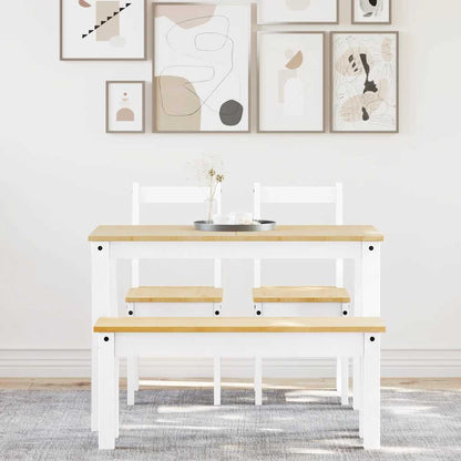 Set da Pranzo 4 pz PANAMA Bianco in Legno Massello di Pino | homemem39