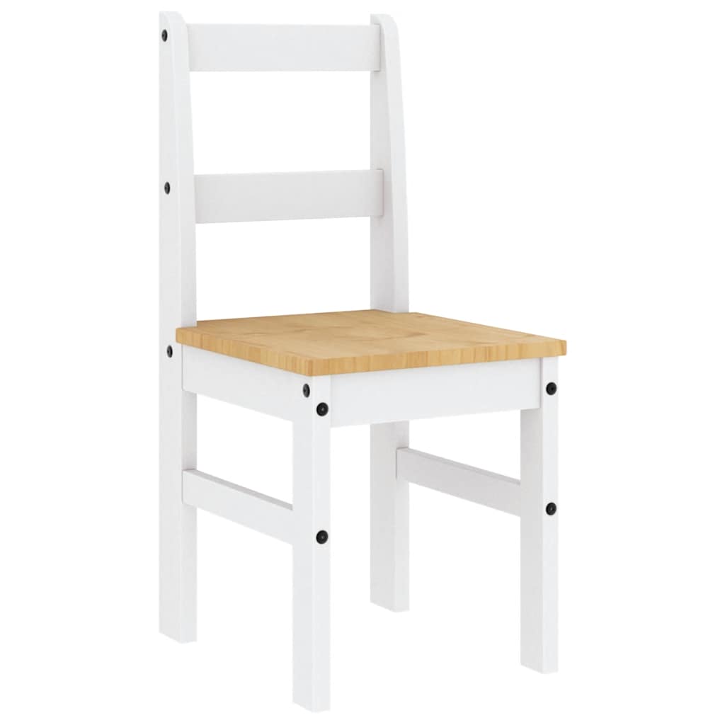 Set da Pranzo 4 pz PANAMA Bianco in Legno Massello di Pino | homemem39