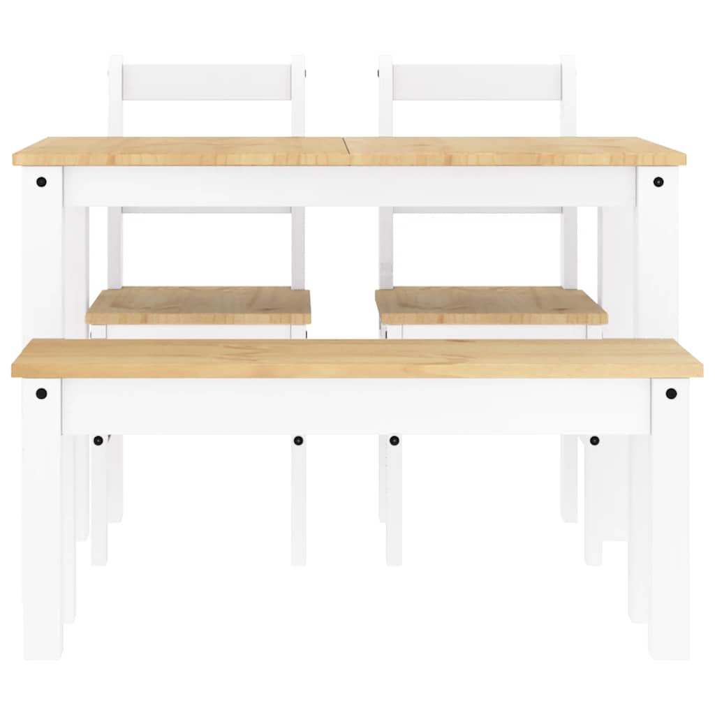 Set da Pranzo 4 pz PANAMA Bianco in Legno Massello di Pino | homemem39