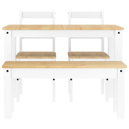 Set da Pranzo 4 pz PANAMA Bianco in Legno Massello di Pino | homemem39