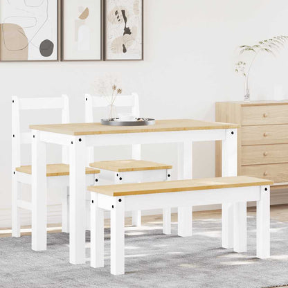 Set da Pranzo 4 pz PANAMA Bianco in Legno Massello di Pino | homemem39