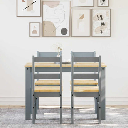 Set da Pranzo 5 pz Panama Grigio in Legno Massello di Pino