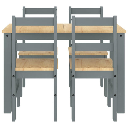 Set da Pranzo 5 pz Panama Grigio in Legno Massello di Pino