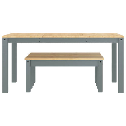 Set da Pranzo 3 pz Panama Grigio in Legno Massello di Pino - homemem39