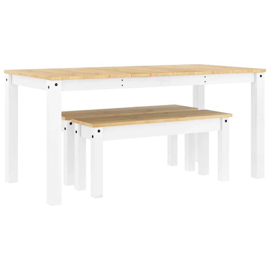 Set da Pranzo 3 pz PANAMA Bianco in Legno Massello di Pino | homemem39