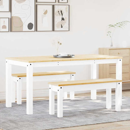 Set da Pranzo 3 pz PANAMA Bianco in Legno Massello di Pino | homemem39