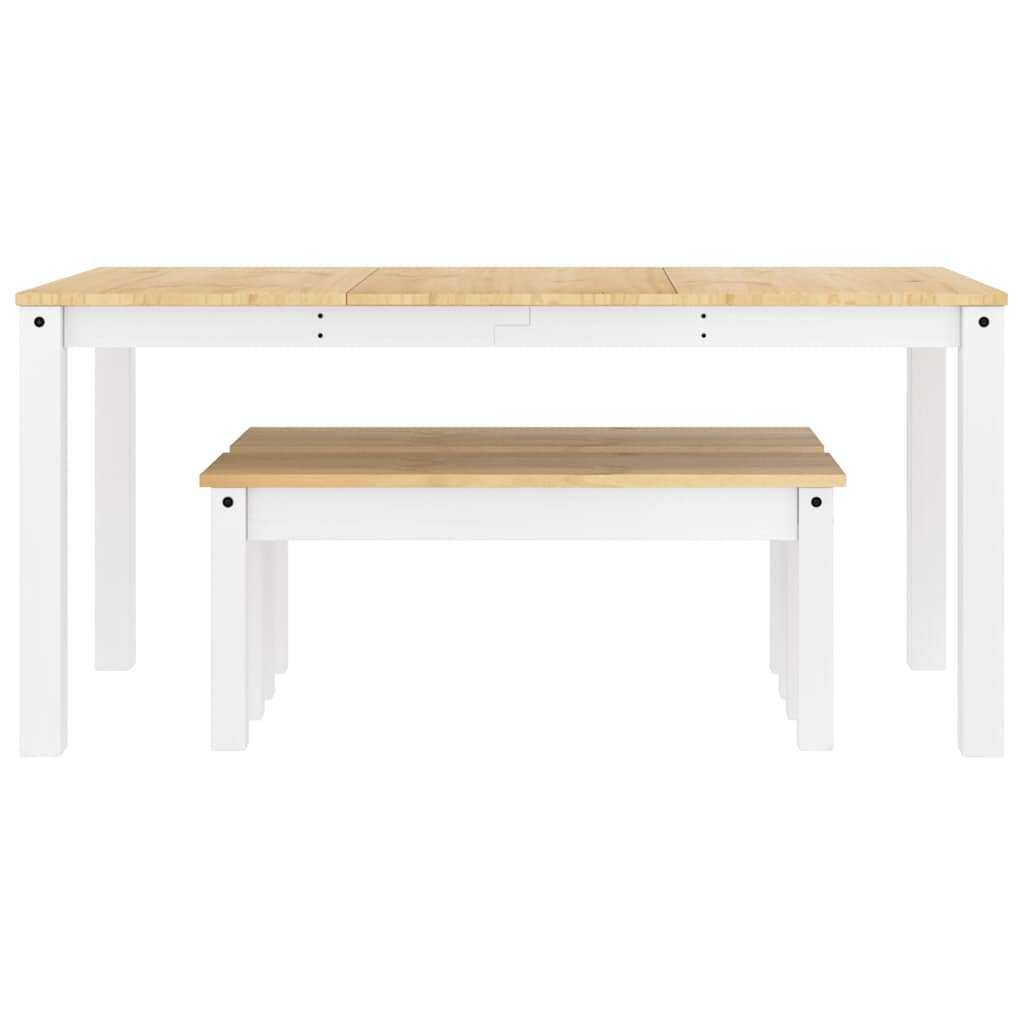 Set da Pranzo 3 pz PANAMA Bianco in Legno Massello di Pino | homemem39