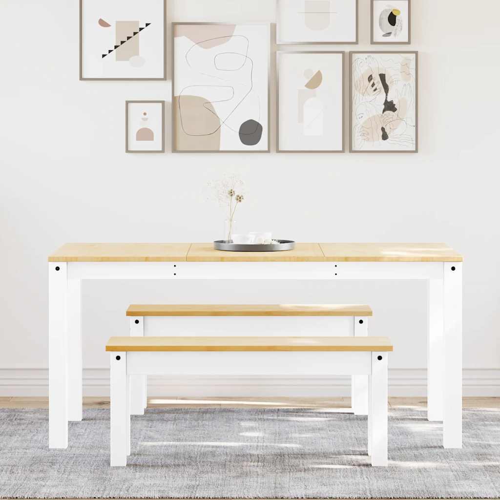 Set da Pranzo 3 pz PANAMA Bianco in Legno Massello di Pino