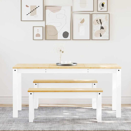 Set da Pranzo 3 pz PANAMA Bianco in Legno Massello di Pino | homemem39