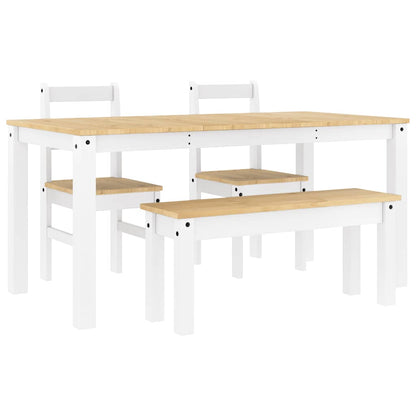 Set da Pranzo 4 pz PANAMA Bianco in Legno Massello di Pino | homemem39
