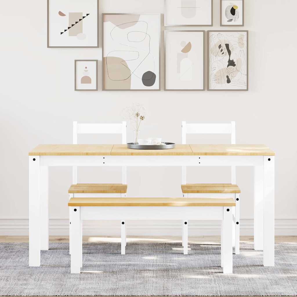 Set da Pranzo 4 pz PANAMA Bianco in Legno Massello di Pino | homemem39