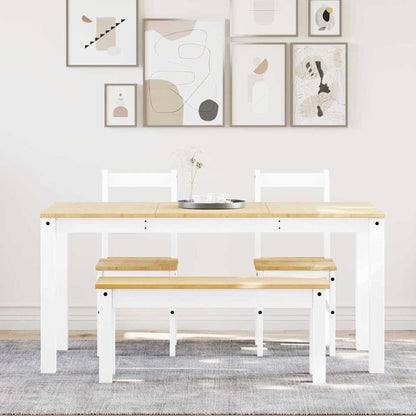 Set da Pranzo 4 pz PANAMA Bianco in Legno Massello di Pino | homemem39