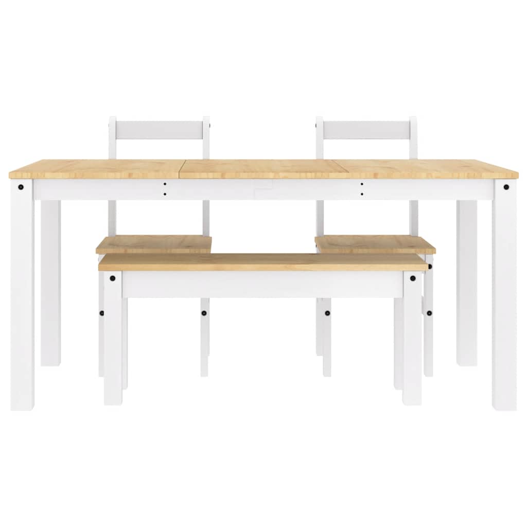 Set da Pranzo 4 pz PANAMA Bianco in Legno Massello di Pino | homemem39