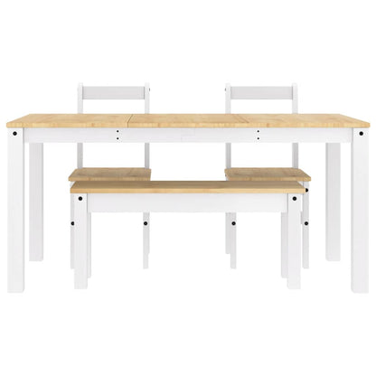 Set da Pranzo 4 pz PANAMA Bianco in Legno Massello di Pino | homemem39