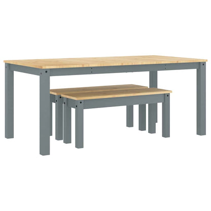 Set da Pranzo 3 pz Panama Grigio in Legno Massello di Pino - homemem39