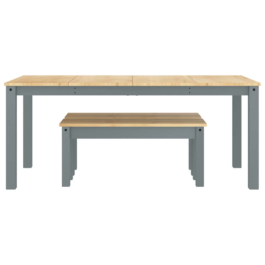 Set da Pranzo 3 pz Panama Grigio in Legno Massello di Pino - homemem39